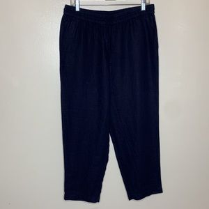 TALBOTS Pull-On Pants Blue Drawstring LINEN Coastal Grandma Comfortable 8
